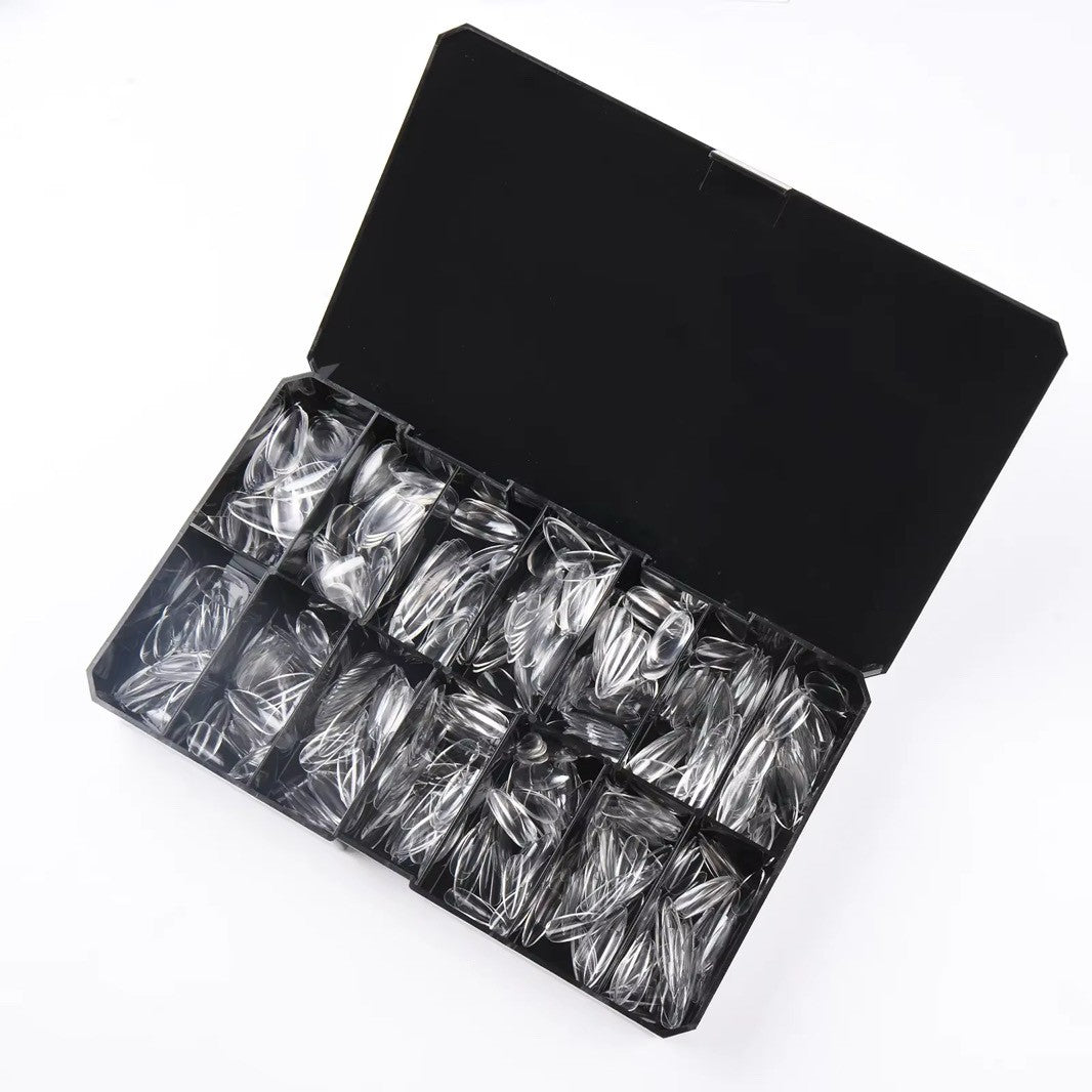 soft gel nail extension tips, natural short almond shape